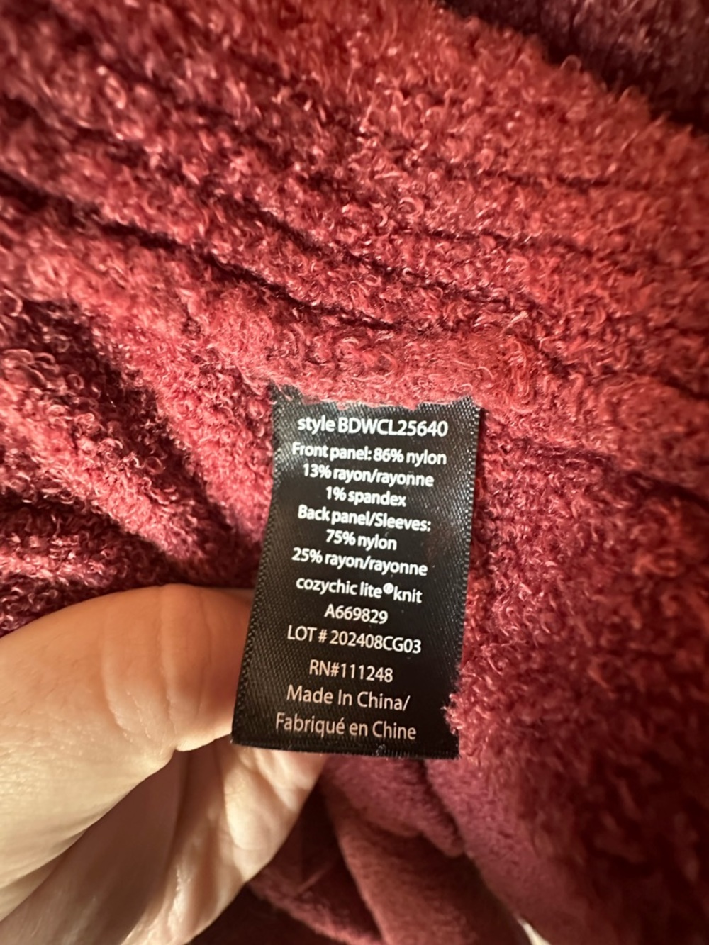 Barefoot Dreams CozyChic Lite Cardigan Burgundy 3X - Picture 4 of 7